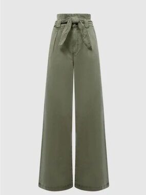 Paige High-Waist Olive Wide-Leg Tie-Belt Harper Pants